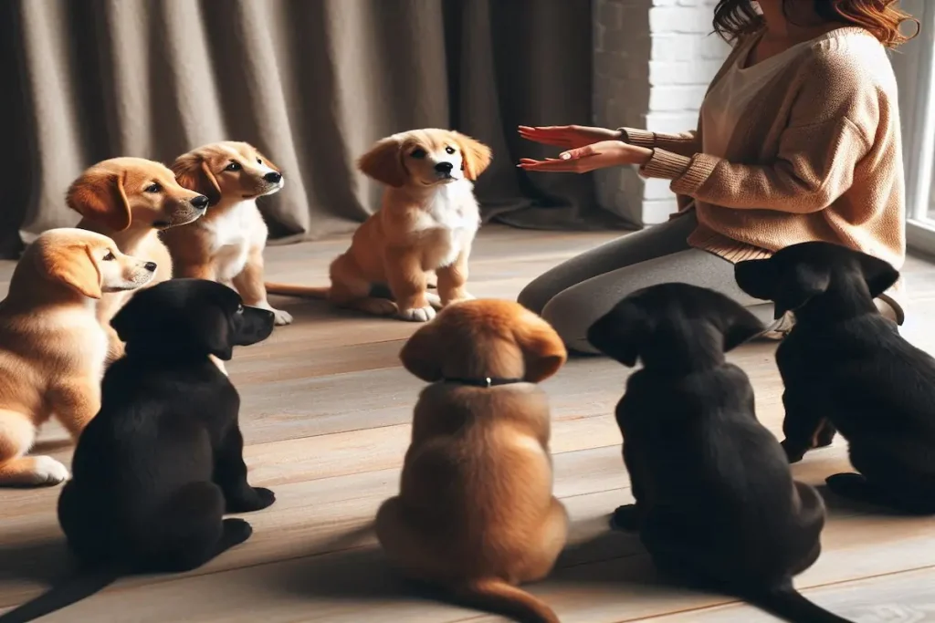 a group of puppies sitting on the floor
Puppy Training Near Me